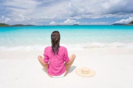 meditating on the beach