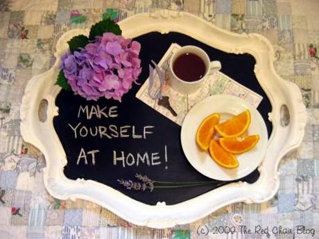 Fancy Chalkboard Tray From The Red Chair via Saffron Marigold