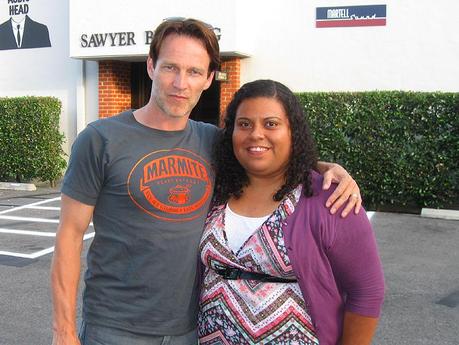 Lucky Truebie has lunch with Anna Paquin and Stephen Moyer on the True Blood set