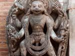 Hanuman appears in Tantric form as the four-armed Hanuman-Bhairab