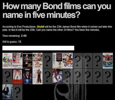 How Many James Bond Films Can You Name In Five Minutes?