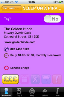 London Unlocked iPhone / iPad App and Guide Book, activity information