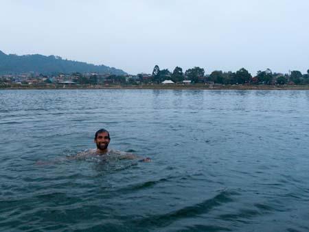 A cool swim in Lake Phewa Tal