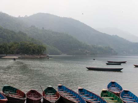 Canoes moored at Lake Phewa Tal