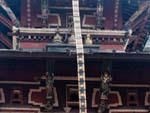 The metal ribbon on a temple from the roof to the ground helps the gods descend to earth