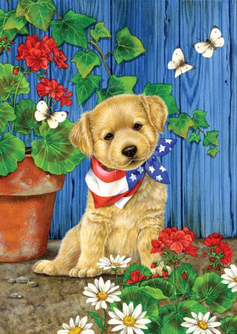 Toland Patriotic Puppy Flag