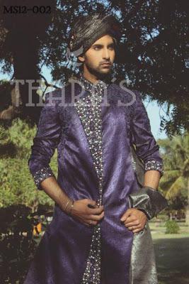 Latest Stylish Mughlia Sherwani Collection 2012 By Thara’s For Groom