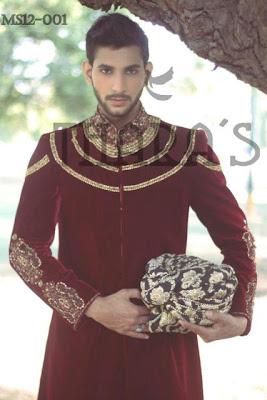 Latest Stylish Mughlia Sherwani Collection 2012 By Thara’s For Groom