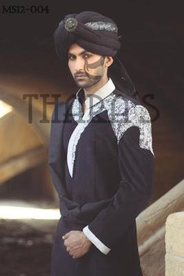 Latest Stylish Mughlia Sherwani Collection 2012 By Thara’s For Groom