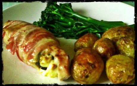 Spinach & Feta stuffed Turkey, wrapped in Pancetta