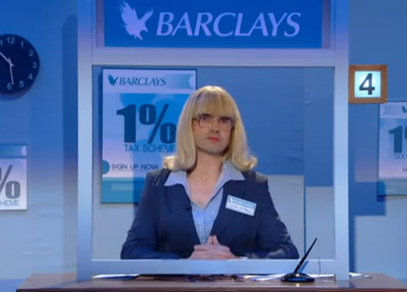 Jimmy Carr in his Barclays Sketch