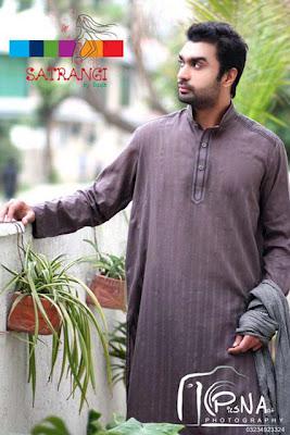 Casual Male Kurta Dress Collection 2012 Satrangi by Saqib
