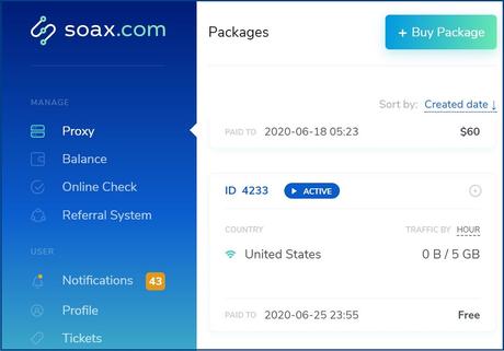 Soax dashboard packges