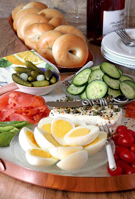 Smoked Salmon and Cream Cheese Bagel Board