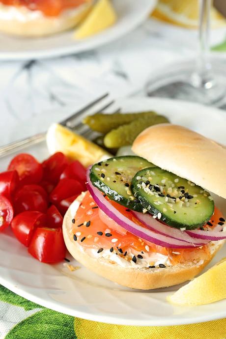 Smoked Salmon and Cream Cheese Bagel Board