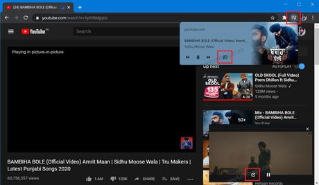 Chrome gets Picture-in-Picture Mode icon in Media Control Toolbar Chrome gets Picture-in-Picture Mode icon in Media Control Toolbar