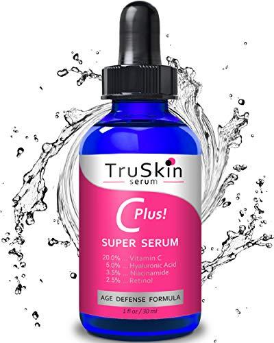 TruSkin Vitamin C-Plus Super Serum, Anti Aging Anti-Wrinkle Facial Serum with Niacinamide, Retinol, Hyaluronic Acid, and Salicylic Acid, 1 oz