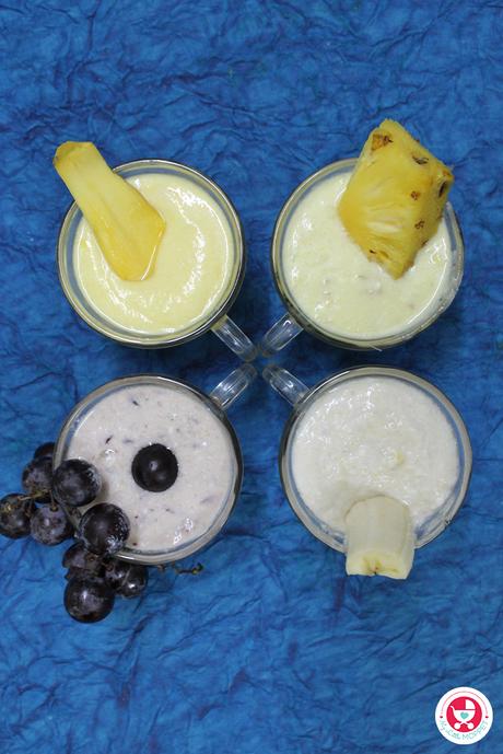 Yummy baby Treat!!! This 4 Fruit Yoghurt Recipe [ Summer recipe for Babies] is a simple yet a super food for babies who are just introduced to solids.