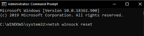 reset winsock