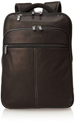 Kenneth Cole Reaction Back-Stage Access Slim Colombian Leather TSA Checkpoint-Friendly 16' Laptop & Tablet Travel Business Backpack, Black