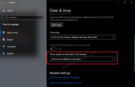 Fix – Chinese or other language Calendar appear in Windows 10 Taskbar Show additional calendar in the taskbar
