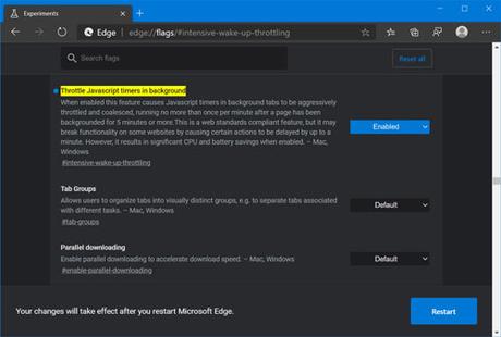 How to Reduce CPU Consumption and Boost Battery life in Microsoft Edge Throttle Javascript timers in background in edge