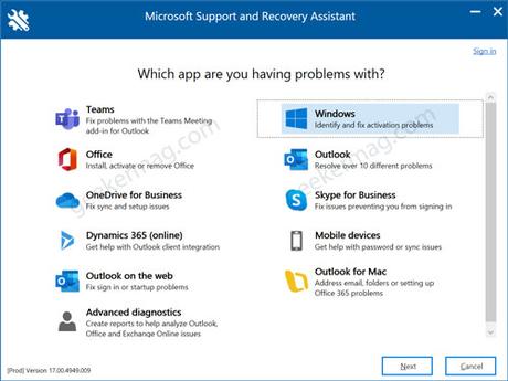 How to Install & Use Microsoft Support and Recovery Assistant (SaRA) in Windows 10 select the app you're facing the problem