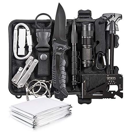 DLY Emergency Survival Kit 13 in 1 - Outdoor Survival Gear Tool for Wilderness/Trip/Cars/Hiking/Camping Gear - Emergency Blanket, Flashlight, ect (Emergency Survival Kit SET2)