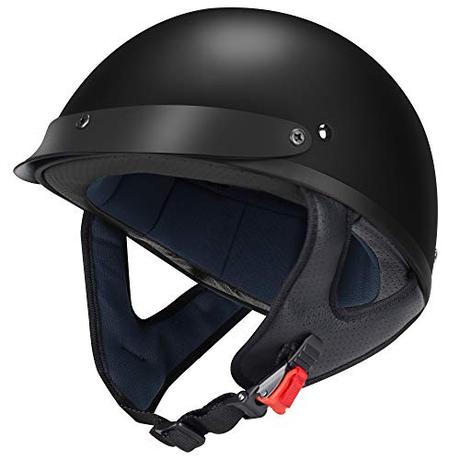 GLX Unisex-Adult Size M15 Fiberglass Scooter Chopper Motorcycle Half Face Helmet DOT Approved (Matte Black, X-Large)