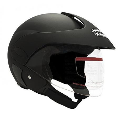 MMG Motorcycle Open Face Helmet DOT Street Legal - Flip Up Clear Visor - DOT and FMVSS218 Certified - Matte Black 203 - Small