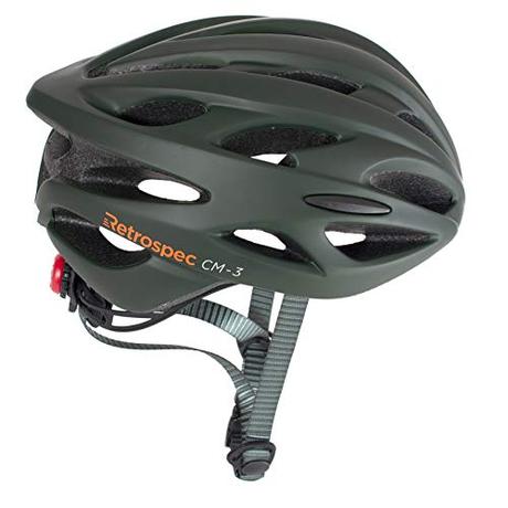 Retrospec CM-3 Bike Helmet with LED Safety Light Adjustable Dial and 24 vents, Matte White