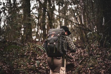 man hiking with a backpack