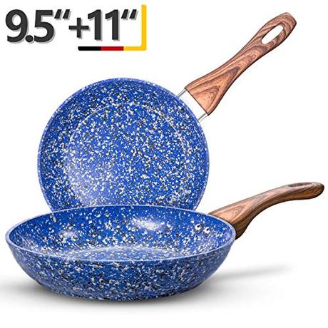 MICHELANGELO Nonstick Frying Pans, Granite Frying Pans with Stone-Derived Coating, Stone Fry Pan Nonstick, Stone Skillets Nonstick, Nonstick Pan Set, Frying Pan Set, Induction Compatible, 9.5' & 11'