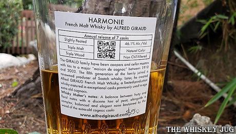 Alfred Giraud Harmonie French Malt Whisky Back Label