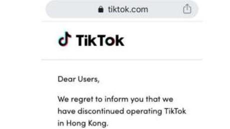 TikTok halts Hong Kong access after security law TikTok halts Hong Kong access after security law