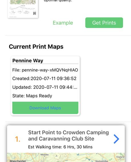 Itinerary Creation and Print Maps on Hiiker