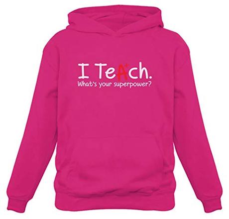 I Teach Whats Your Superpower? Gift for Teacher Women's Hoodie Small Pink