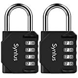 Syntus 4 Digit Combination Lock Outdoor Waterproof Padlock for School Gym Locker, Sports Locker, Fence, Toolbox, Case, Hasp Storage, Set of 2 (Black)