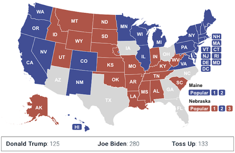 Consensus Electoral College Map Moves Further To Biden