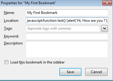 How to Create Javascript Bookmarklet in Mozilla Firefox