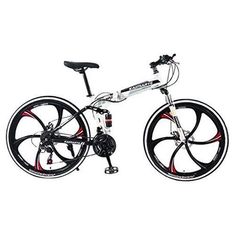 Adult Mountain Bikes - 26 Inch Steel Carbon Mountain Trail Bike High Carbon Steel Full Suspension Frame Folding Bicycles - 21 Speed ​​Gears Dual Disc Brakes Mountain Bicycle