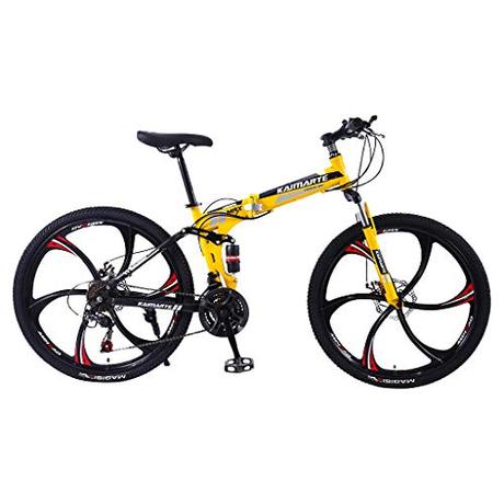 Adult Mountain Bikes - 26 Inch Steel Carbon Mountain Trail Bike High Carbon Steel Full Suspension Frame Folding Bicycles - 21 Speed ​​Gears Dual Disc Brakes Mountain Bicycle