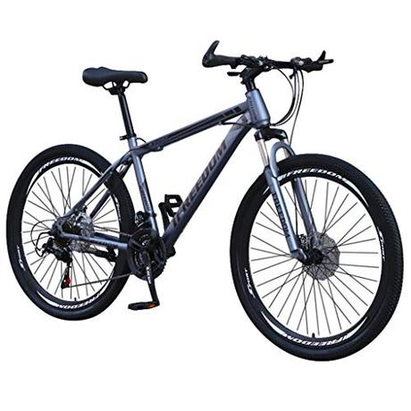 HDGTSA 26 Inch Mountain Bike,Bike high Carbon Steel Full Suspension Road Bikes Folding Bike Dual Disc Brake, 21 Speed Bicycle for Men and Women (Gray)