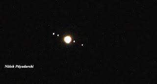 Jupiter with four moons.