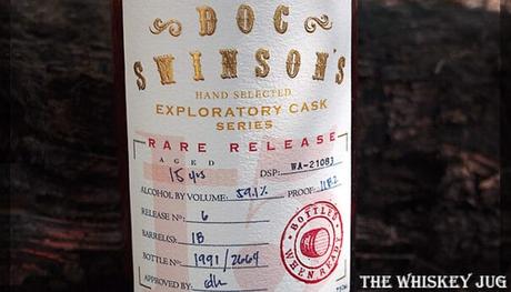 Doc Swinson's 15 Years Rare Release Bourbon Top Label