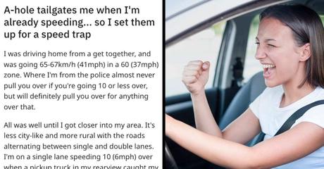 Driver Leads Tailgaiting Karen Into the Perfect Revenge: a Speed-Trap!