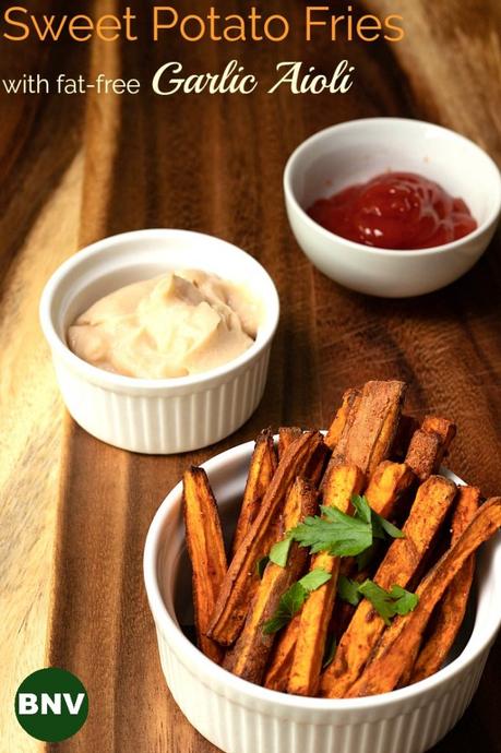 sweet potato fries with fat-free garlic aioli