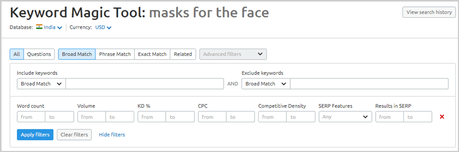 SEMRush Review: Is it Worth the Money? SEMrush Keyword Magic Tool Advanced filters