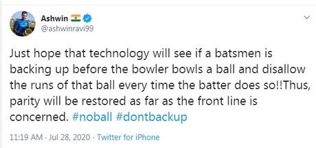 Ash tweets on 'no ball' and backing up ~-no one wins a race by running some meters short