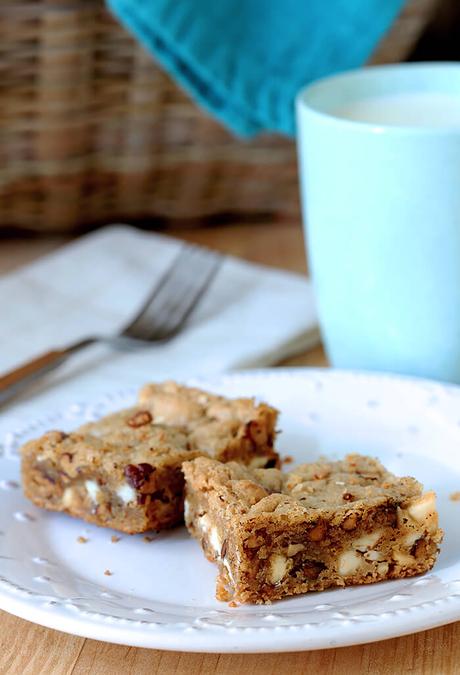 Browned Butter Blondies with White Chocolate Chips and Pecans